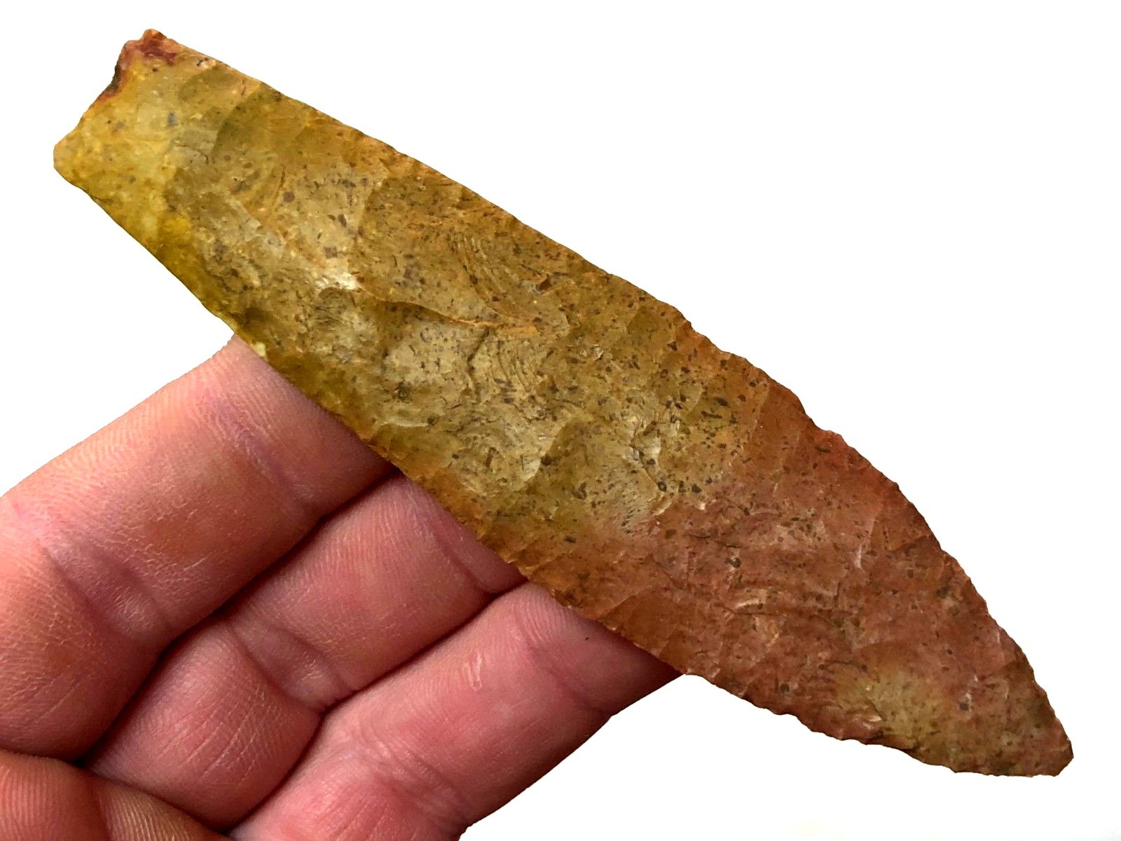 EXCEPTIONAL PALEO AGATE BASIN CEDAR CO., MO. AUTHENTIC ARROWHEAD ARTIFACT LM3