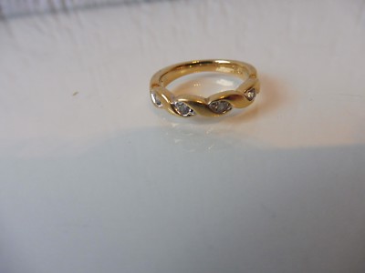 Belle Bague ____ Plaqué Or ____ 4 Zircon ___ Pierre Lang __ Gr.51 (5 )___