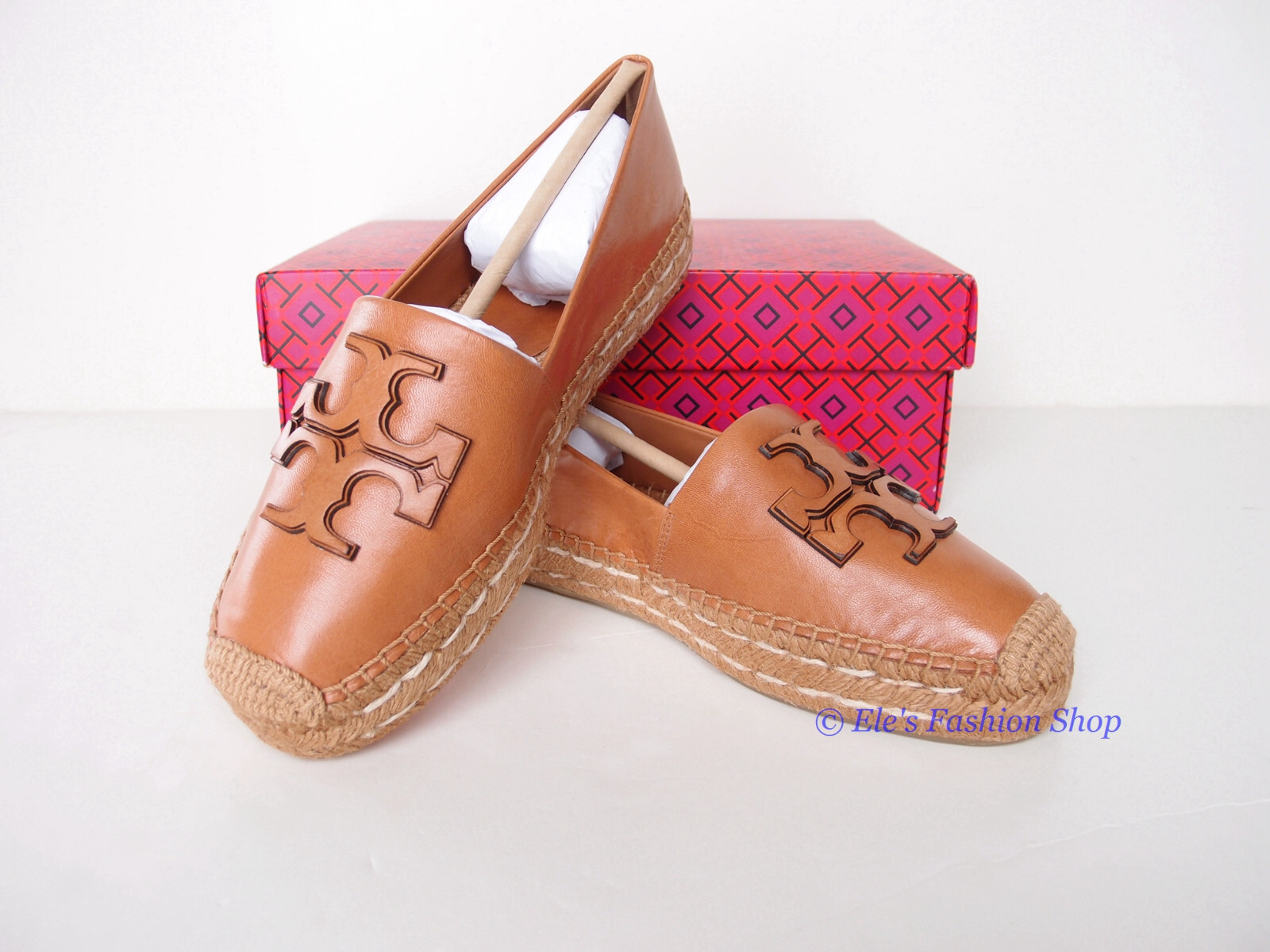 Pre-owned Tory Burch Ines Platform Leather Espadrille Tan Us 7 7.5 8 8.5 9 9.5 10.5 In Brown