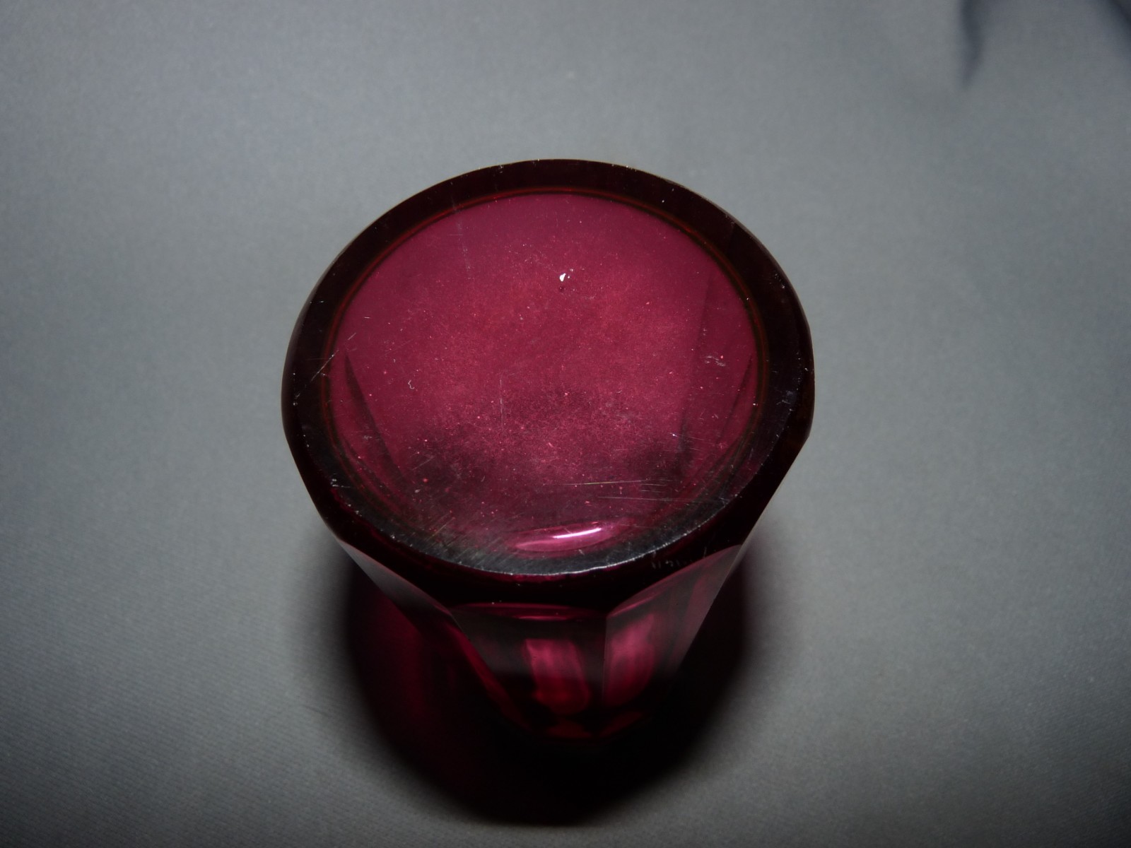 Cranberry Glass Sugar Shaker Silver Lid Panel Pattern Antique