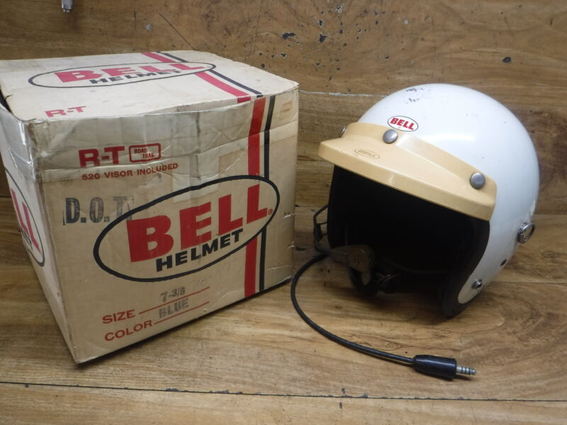 VINTAGE BELL R-T SIZE 7 1/4 WHITE W VISOR & BOX AHRMA MX
