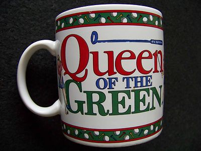 Queen of the Green women's golf large porcelain mug coffee cup 
