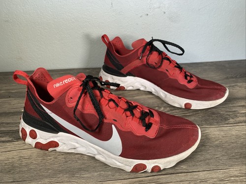 nike react element silver and red sneakers