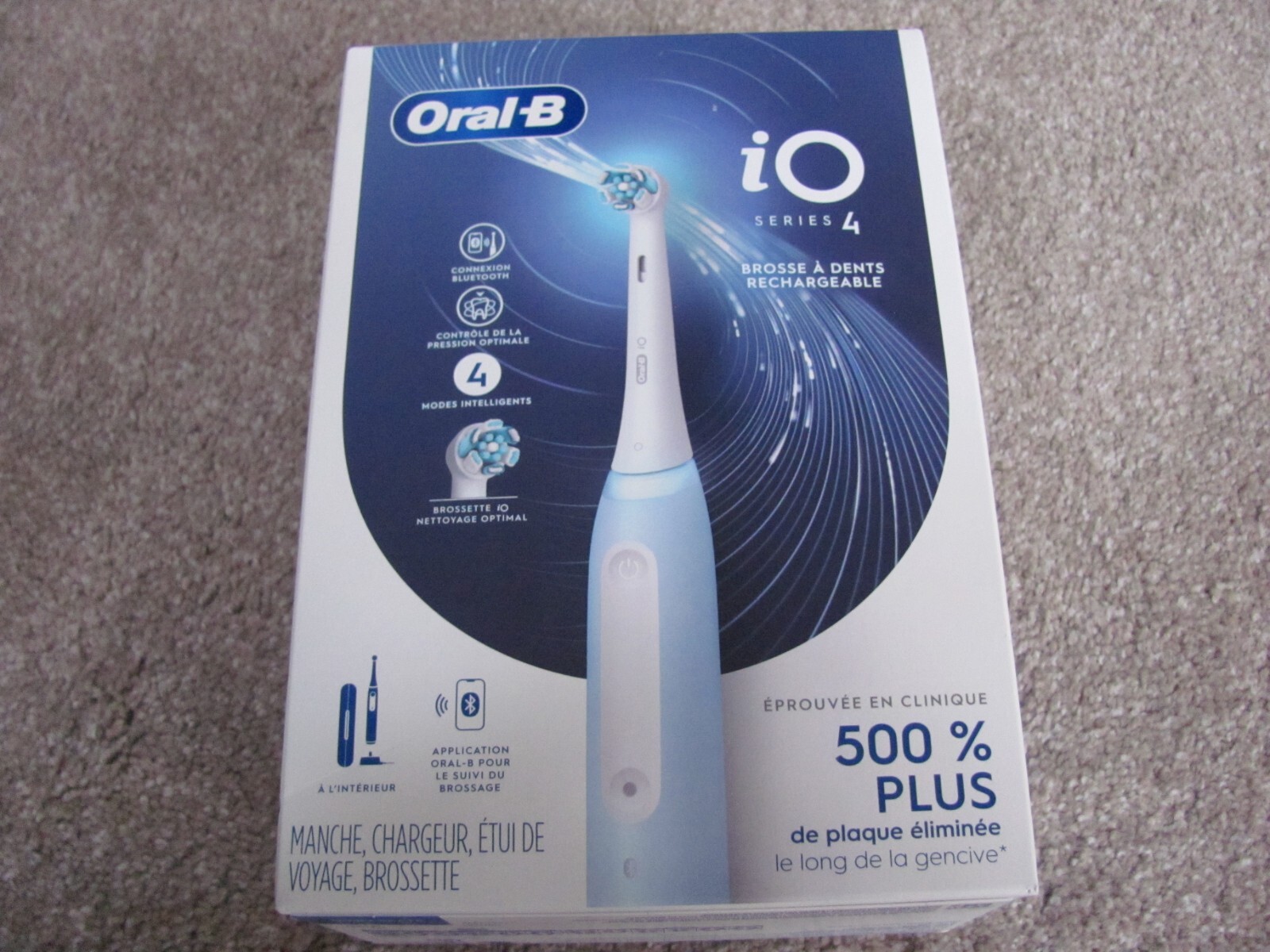 New Oral-B iO Series 4 Rechargeable Electric Toothbrush with Brush Head Icy Blue New Oral-B iO Series 4 Rechargeable Electric Toothbrush with Brush Head Icy Blue