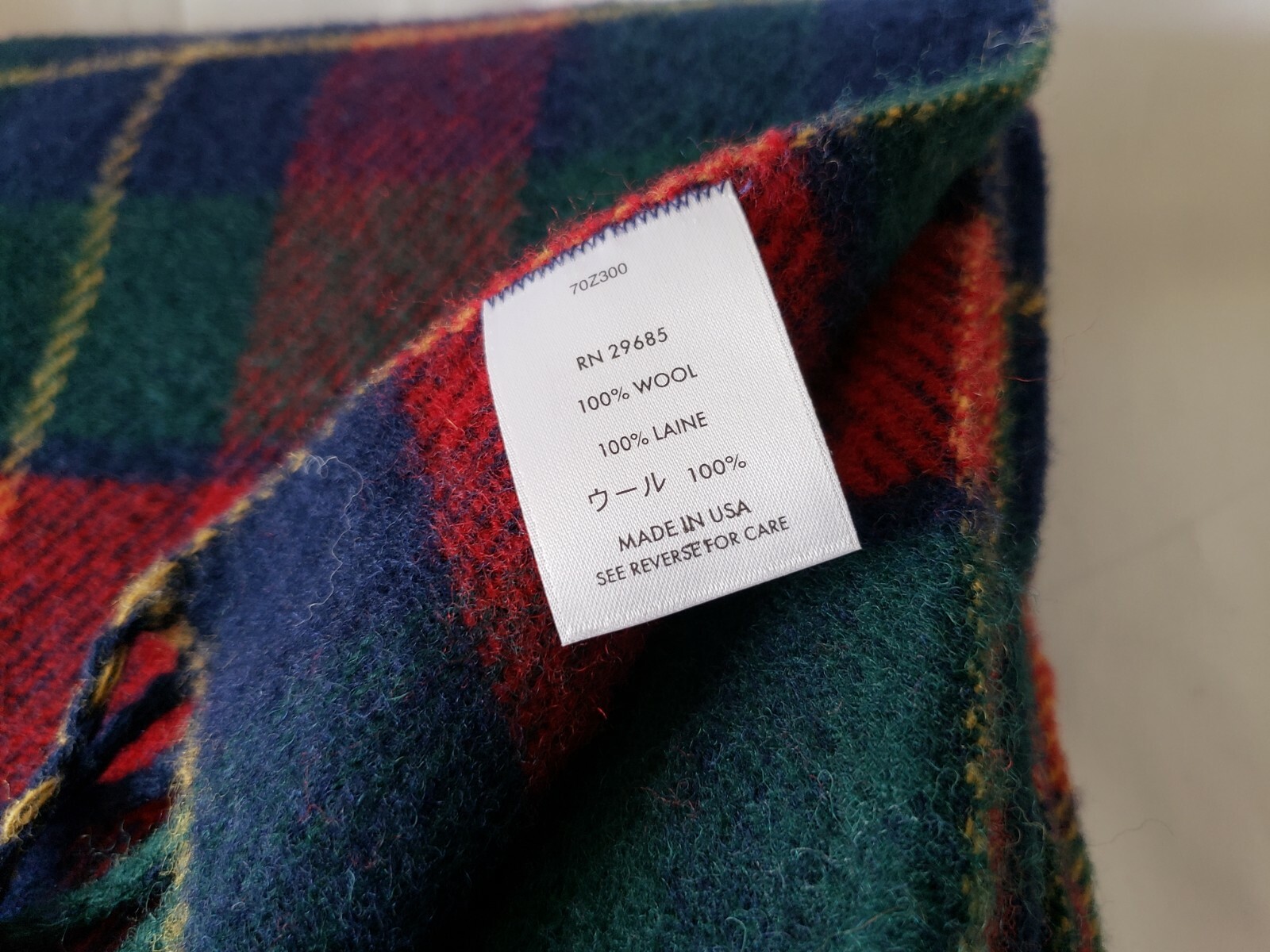 Vintage Pendleton Wool Tartan Plaid Blanket Throw Red Green Navy  58