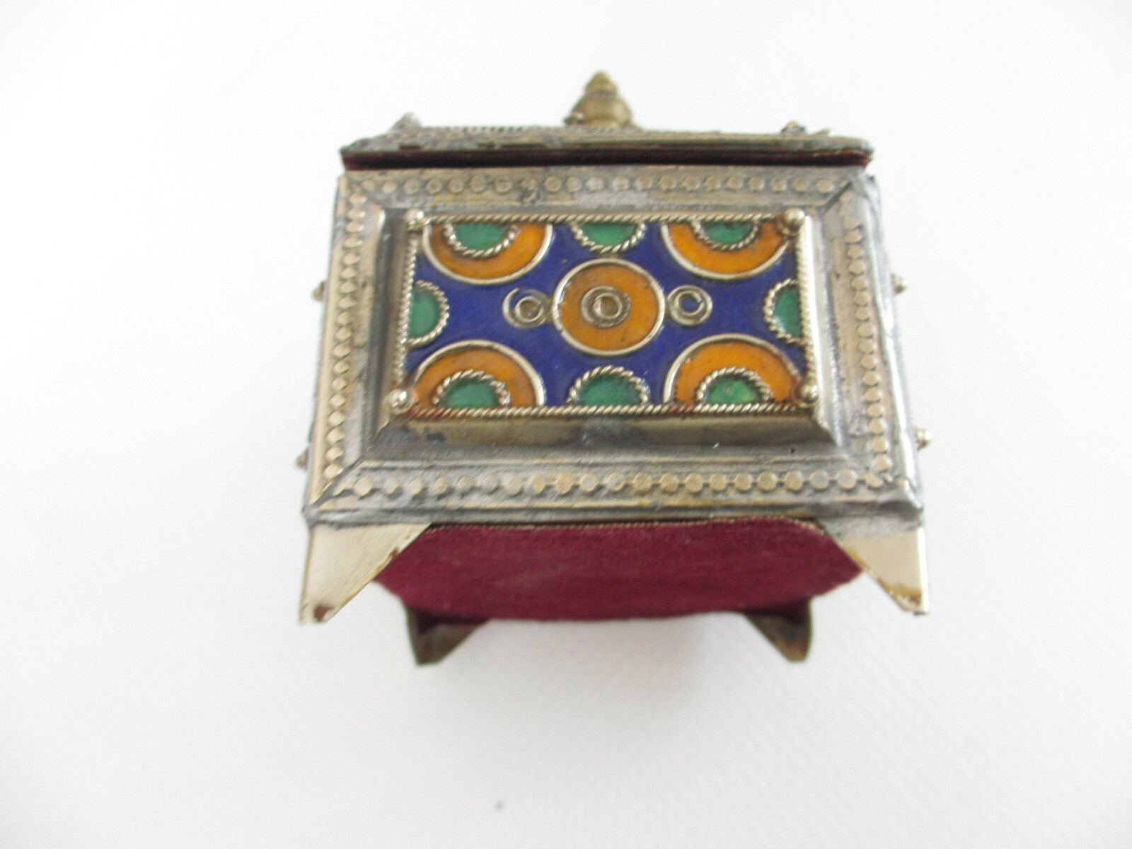 Yemeni Tribal Bedouin MOROCCAN SILVER ENAMEL TRINKET BOX / BETEL NUT SNUFF ? BOX
