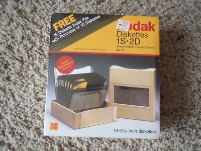 1986 Sealed KODAK 2S - 2D 5 1/4 Diskettes Double Sided Double Density Floppy New