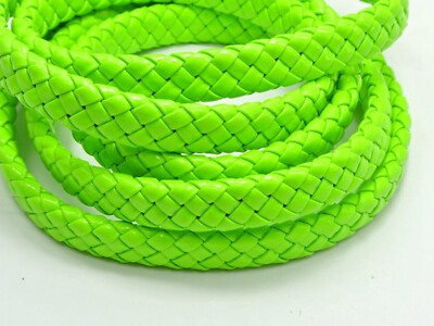 16.4 Feets Neon Green Flat Braided Bolo Cord Synthetic Leather Cord 10X4mm