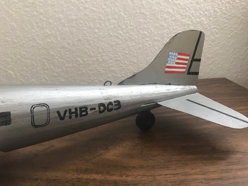 Antique Toy Wooden /Tin DC3 Airplane Model Folk Art Americana Skyways Airlines