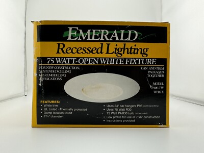 Emerald Recessed Lighting Open Fixture 75 Watt P100-TW White - NEW IN BOX