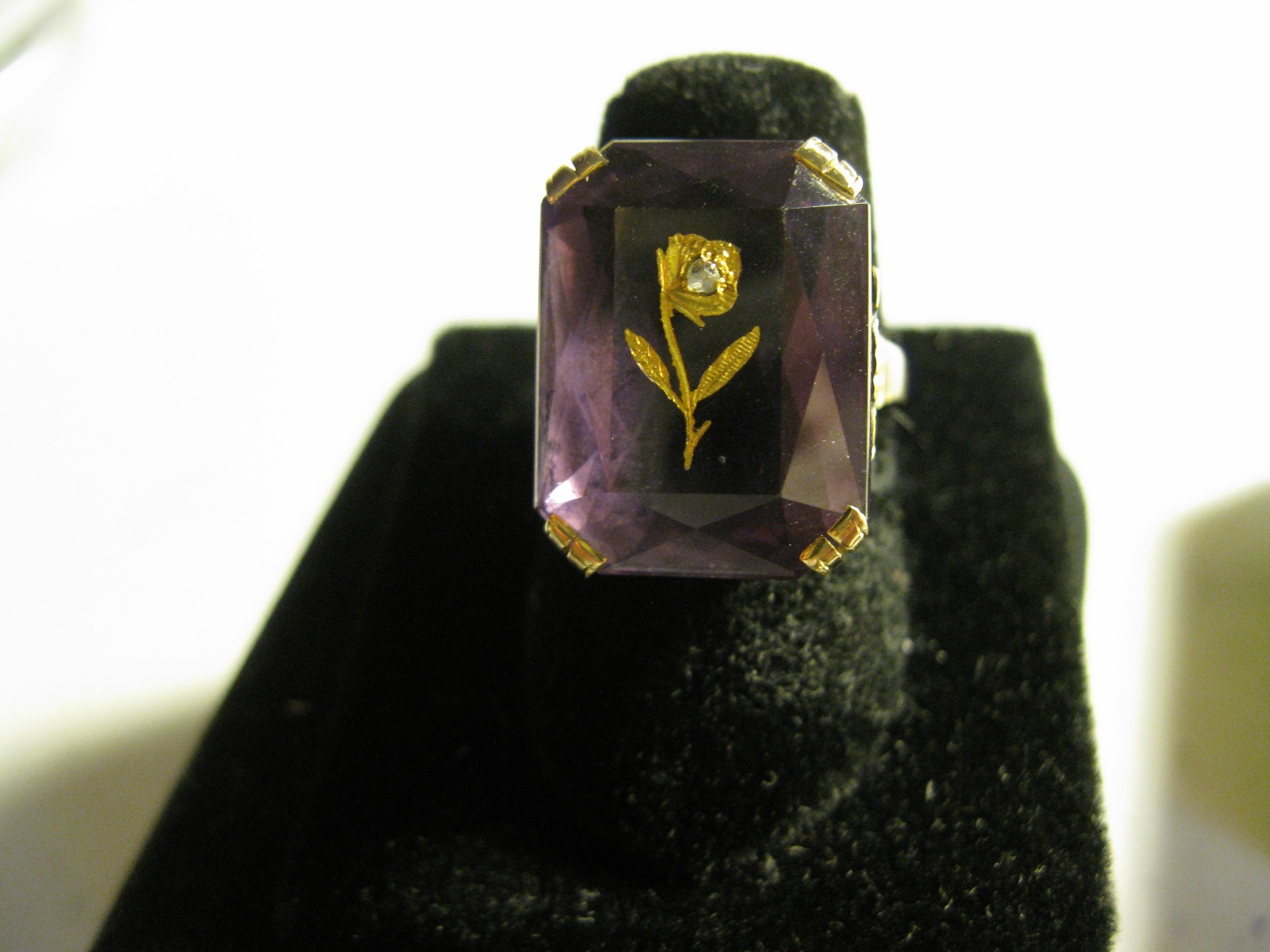 14k Rose Gold Art Deco Amethyst/Diamond Ring, 6.5tw, 7.87g, sz.6