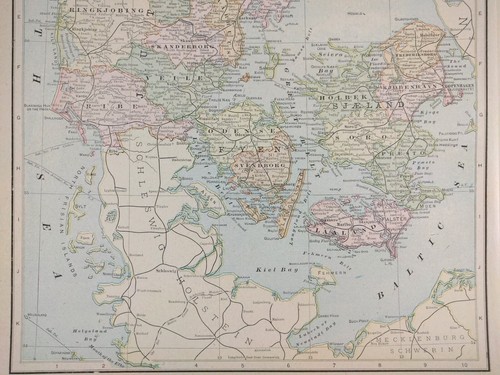 Vintage 1903 DENMARK Map 11