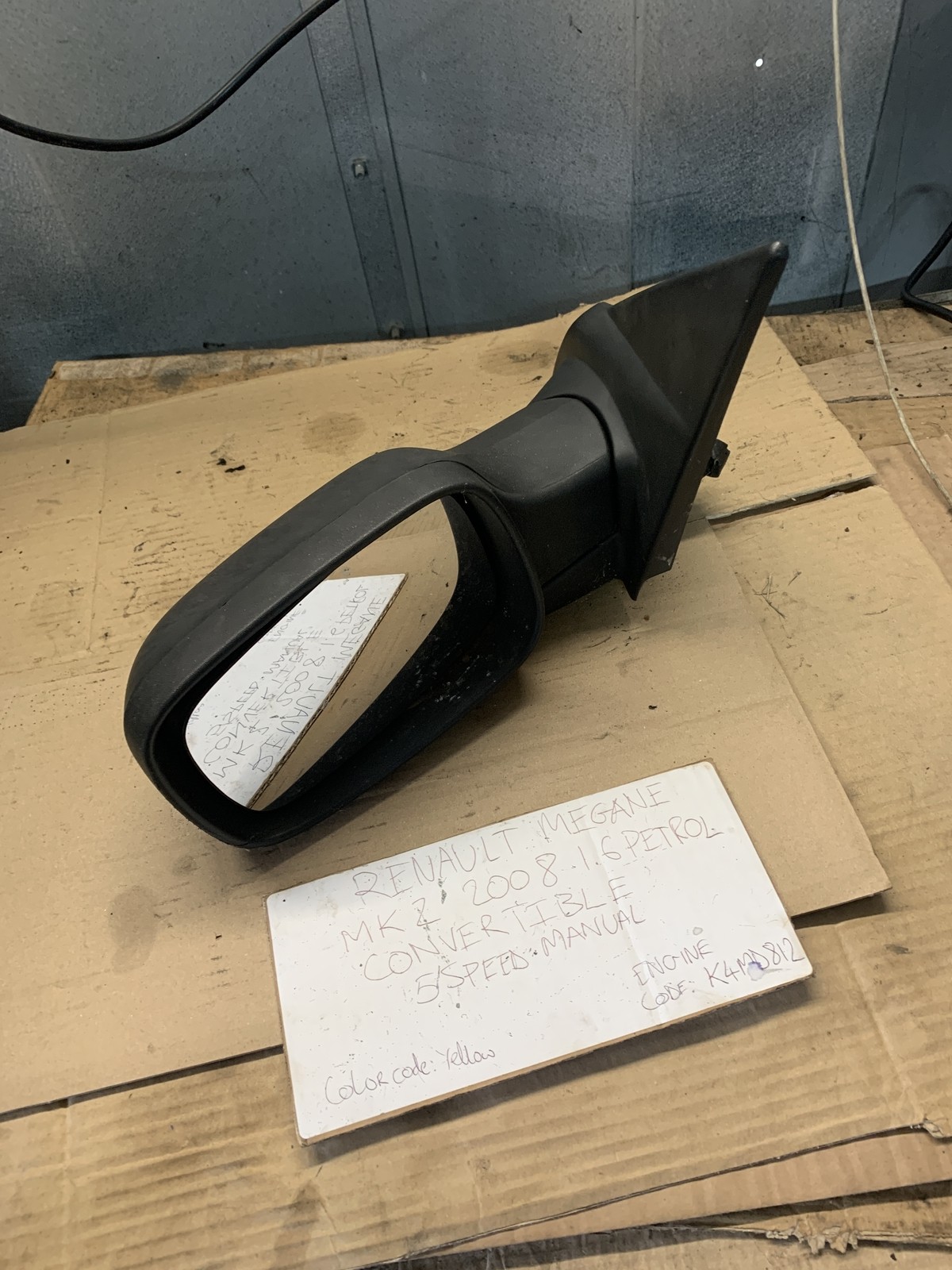 Renault Megane Mk2 2008 1.6P Convertible Yellow Near Side Front Side View Mirror