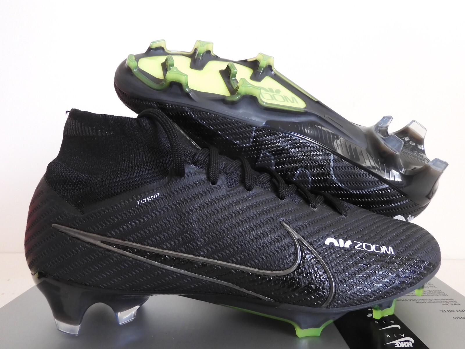 NIKE ZOOM MERCURIAL SUPERFLY 9 ELITE FG BLACK-DARK GREY SZ