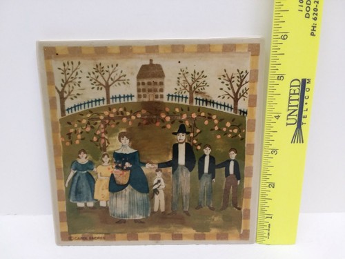 Carol Endres Folk Art Ceramic Tile Otagiri Japan 1996 Enesco