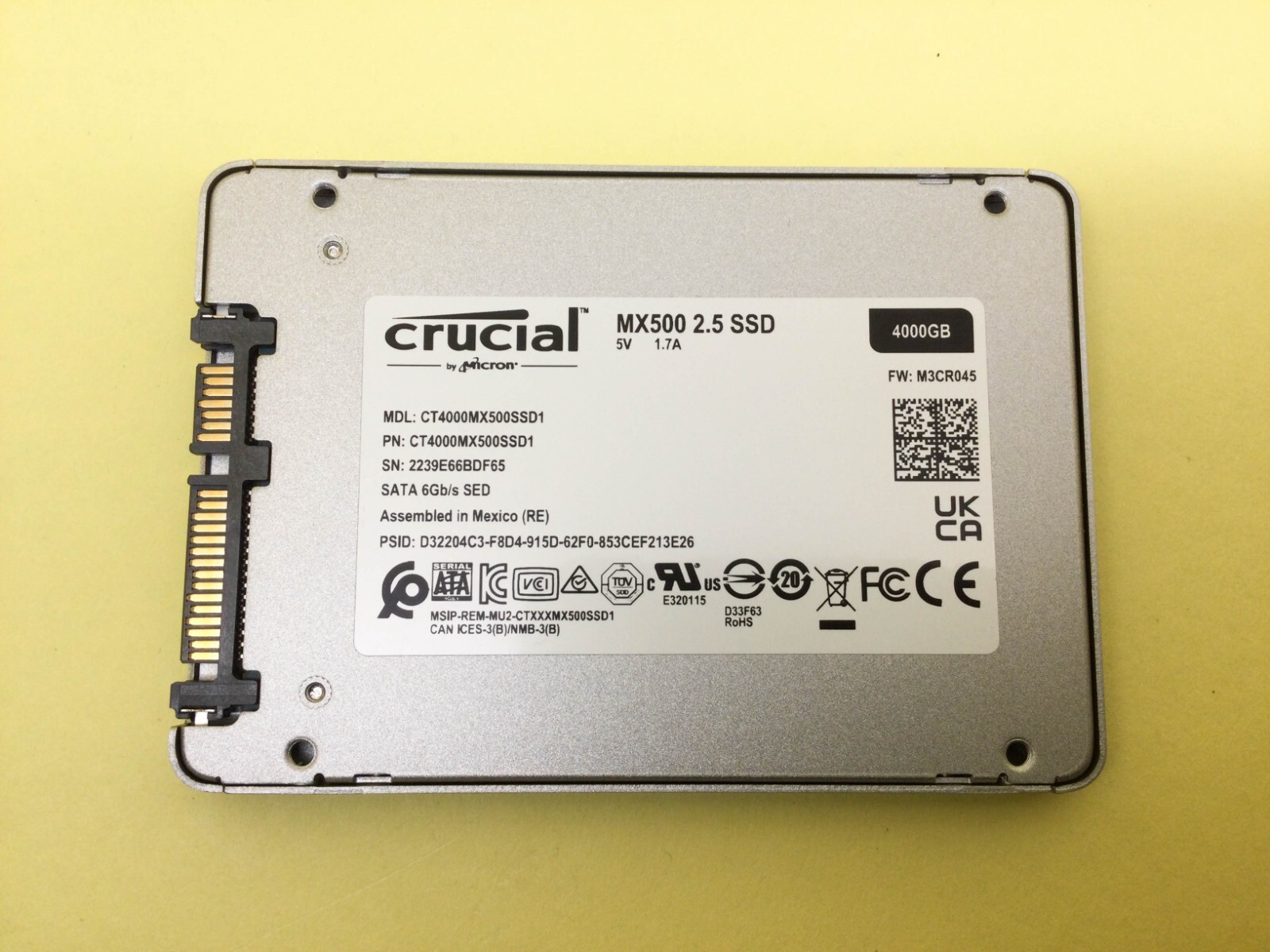 Crucial MX500 4TB SATA 6Gb/s 3D NAND 2.5in Internal SSD