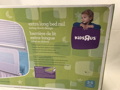 Kids R Us Extra Long Safety Bed Rail Toddler Kids Swing Down 56 Inch Long White
