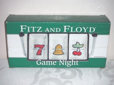 Fitz and Floyd Game Night 3 sectioned server cards poker NIB