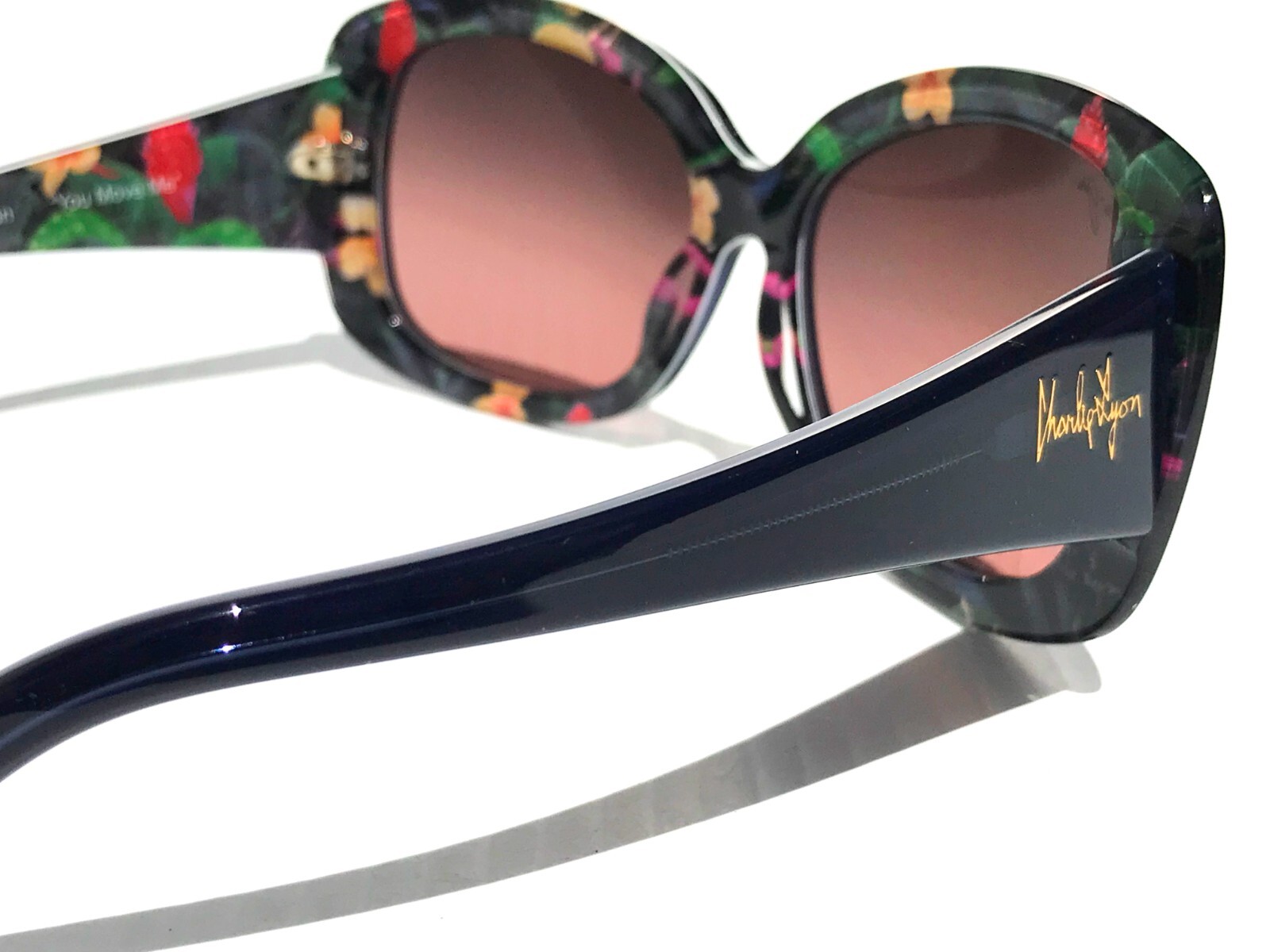 Pre-owned Maui Jim You Move Me Navy & Floral Polarized Maui Rose Sunglass Rs280-52 In Pink