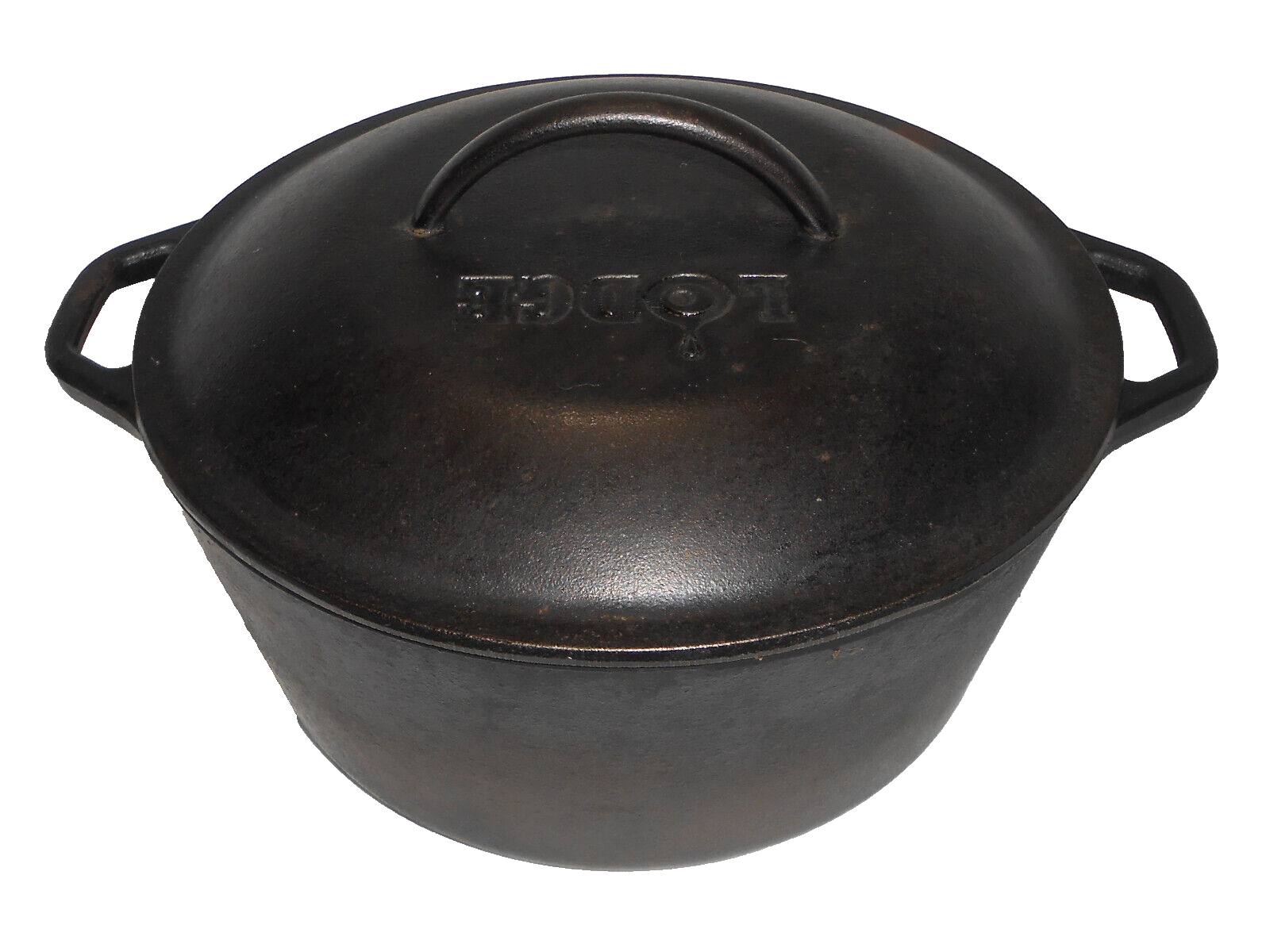 Vtg. Lodge 8DOL Cast Iron 5 Qt Dutch Oven w/ Dual Handles