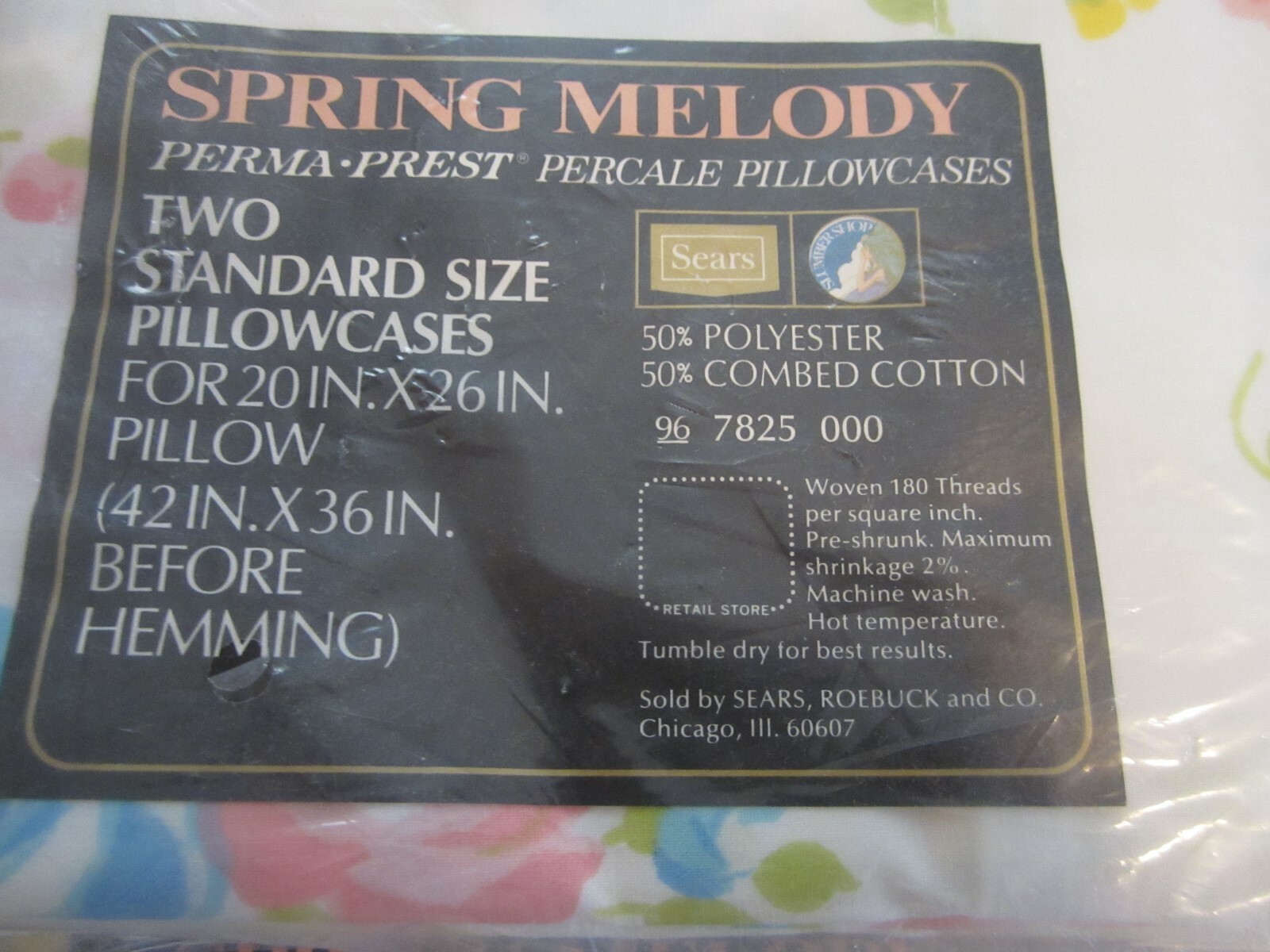 VTG. NEW SPRING MELODY SEARS PERMA - PRESS FULL FLAT SHEET & 2 PILLOWCASES