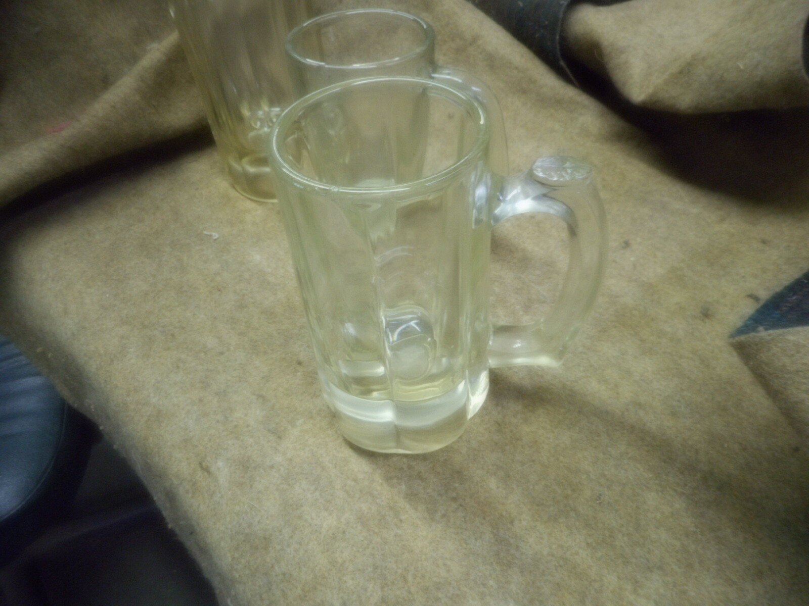 3 ANTIQUE BAR BEER MUGS HEAVY GLASS COLLECTABLES USED CONDITION