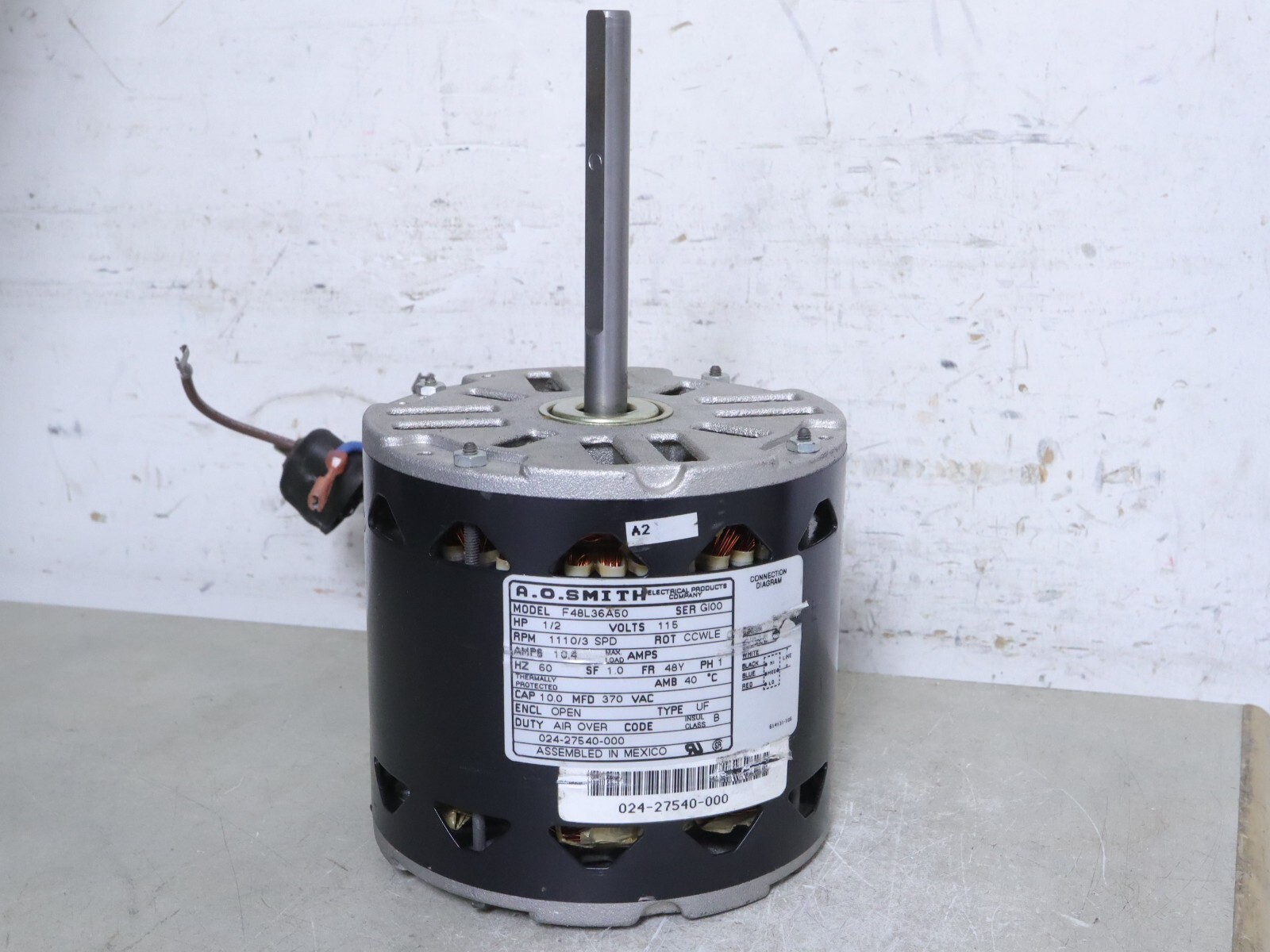 A.O. Smith F48L36A50 Blower Motor 1/2HP 1110RPM 3SPD 115V 1PH CCWLE 024-27540-00 | eBay A.O. Smith F48L36A50 Blower Motor 1/2HP 1110RPM 3SPD 115V 1PH CCWLE 024-27540-00 | eBay
