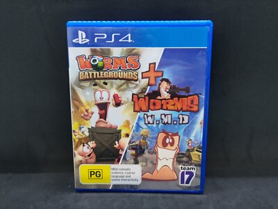 Worms Battlegrounds + Worms WMD - Double Pack PS4 (Sony Playstation 4) MINT DISC