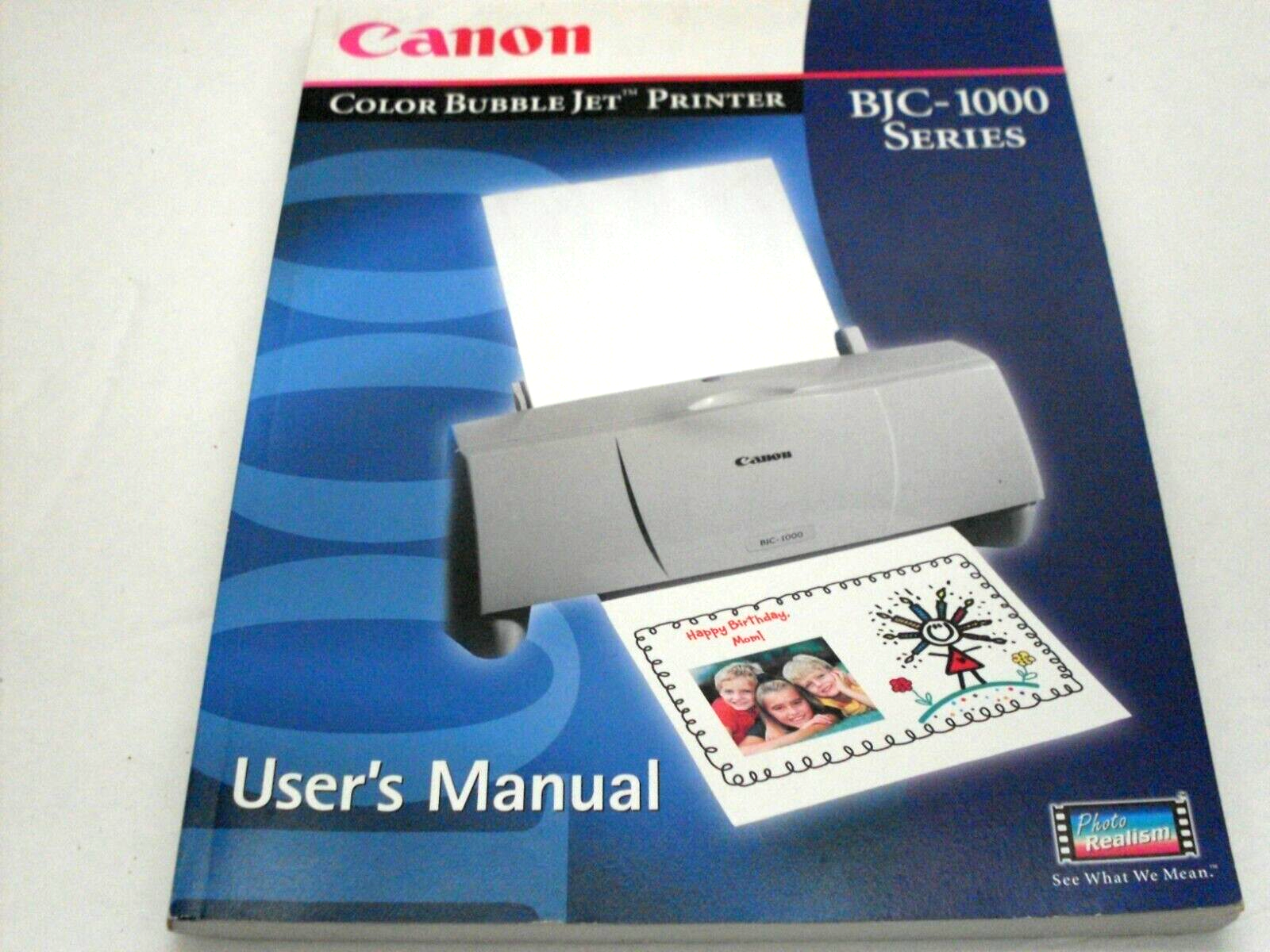 Vintage Canon BJC 1000 Color Bubble Jet Printer Users Manual