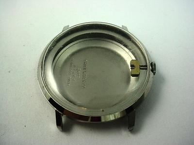 Watch Case Mens Gruen Silver Tone Vintage Id 25.65mm Srystal Crown Stem NOS