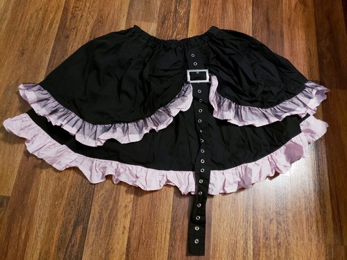 PUTUMAYO Black x Pink Punk Lolita Buckle Skirt Japan Vintage PUTUMAYO Black x Pink Punk Lolita Buckle Skirt Japan Vintage