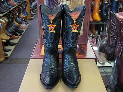 Pre-owned Los Altos Boots Los Altos Women Black Genuine Snip Toe Crocodile Western Cowboy Boot (m) L341977