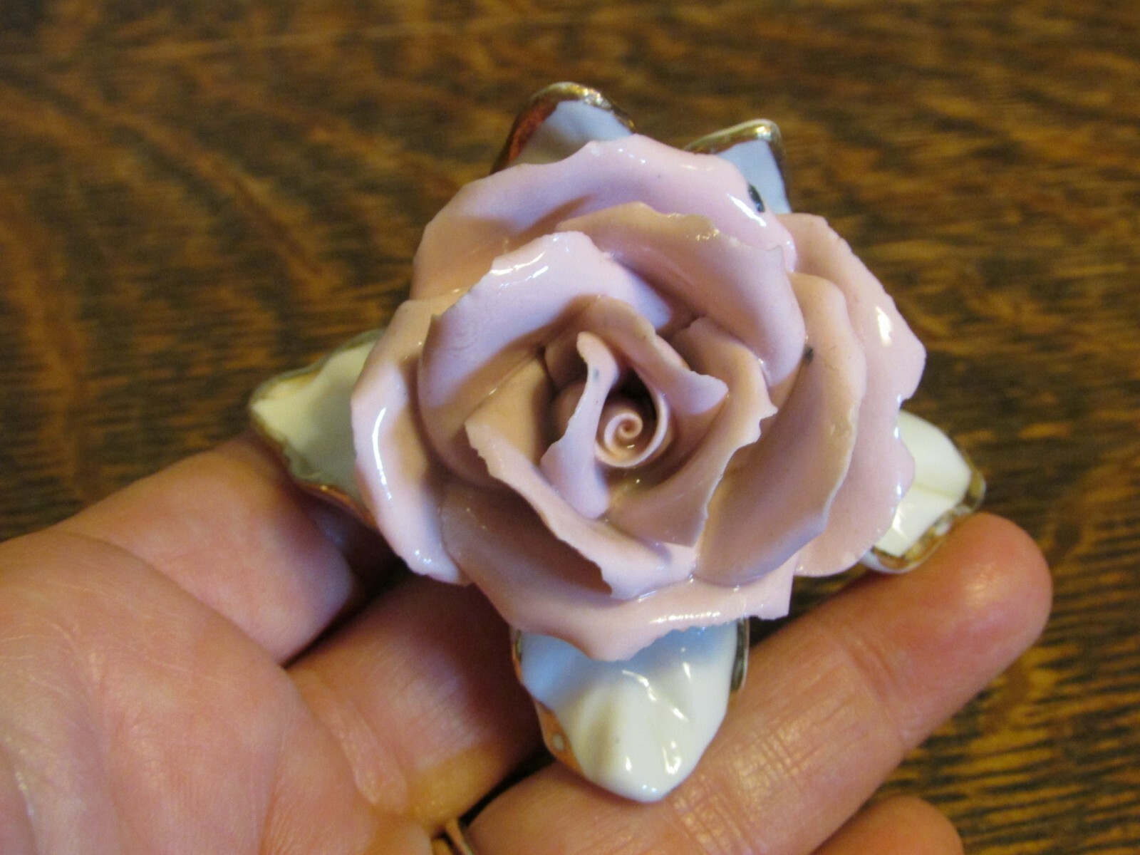 Dresden Porcelain Rose Name Place Card Holders