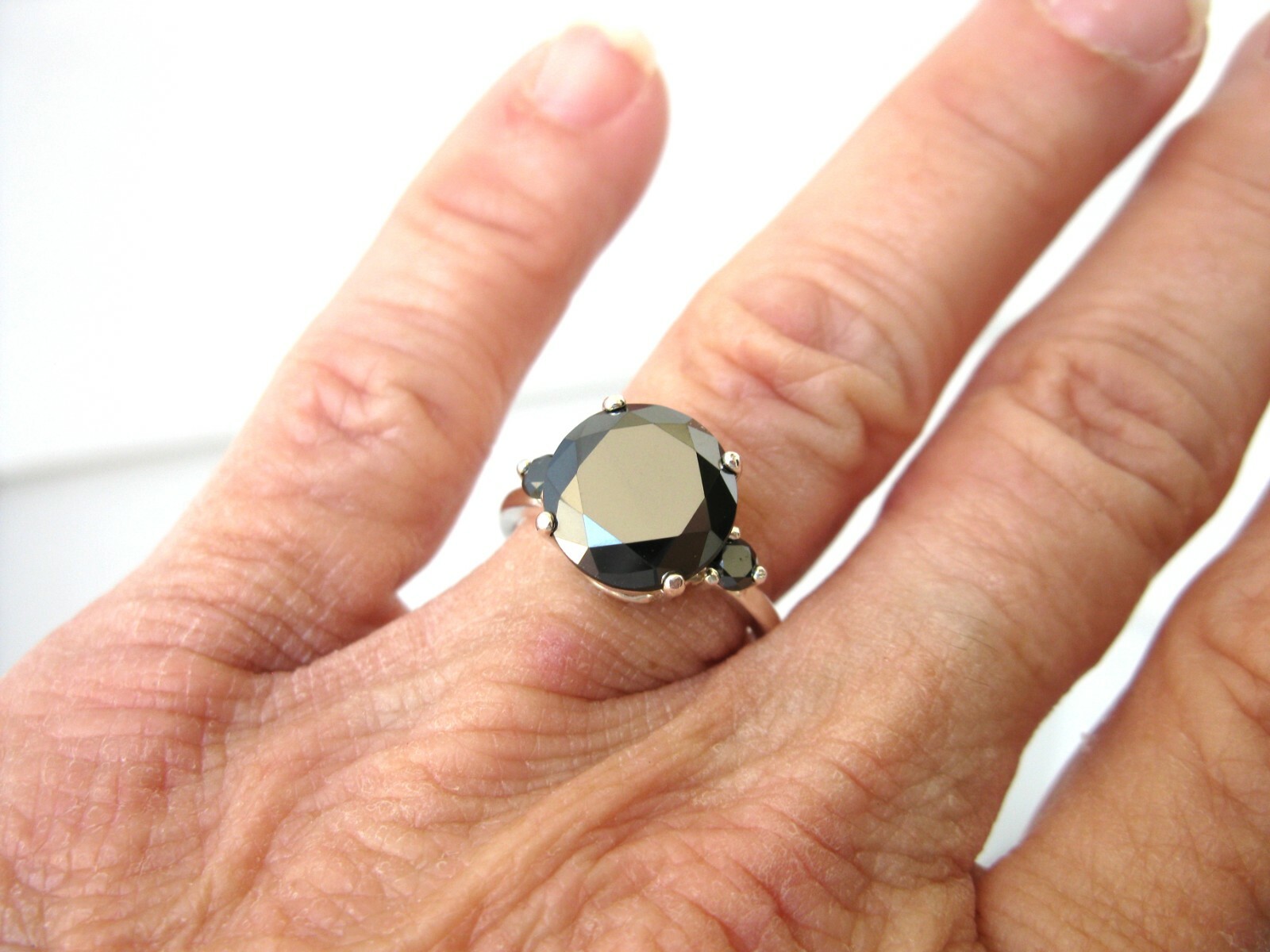 Pre-owned Real Black Diamonds Inc 3.20ctw Real Black Diamond Ring,3 Dia's,certificate,dia Tester,size 5,6,7,8,9,10