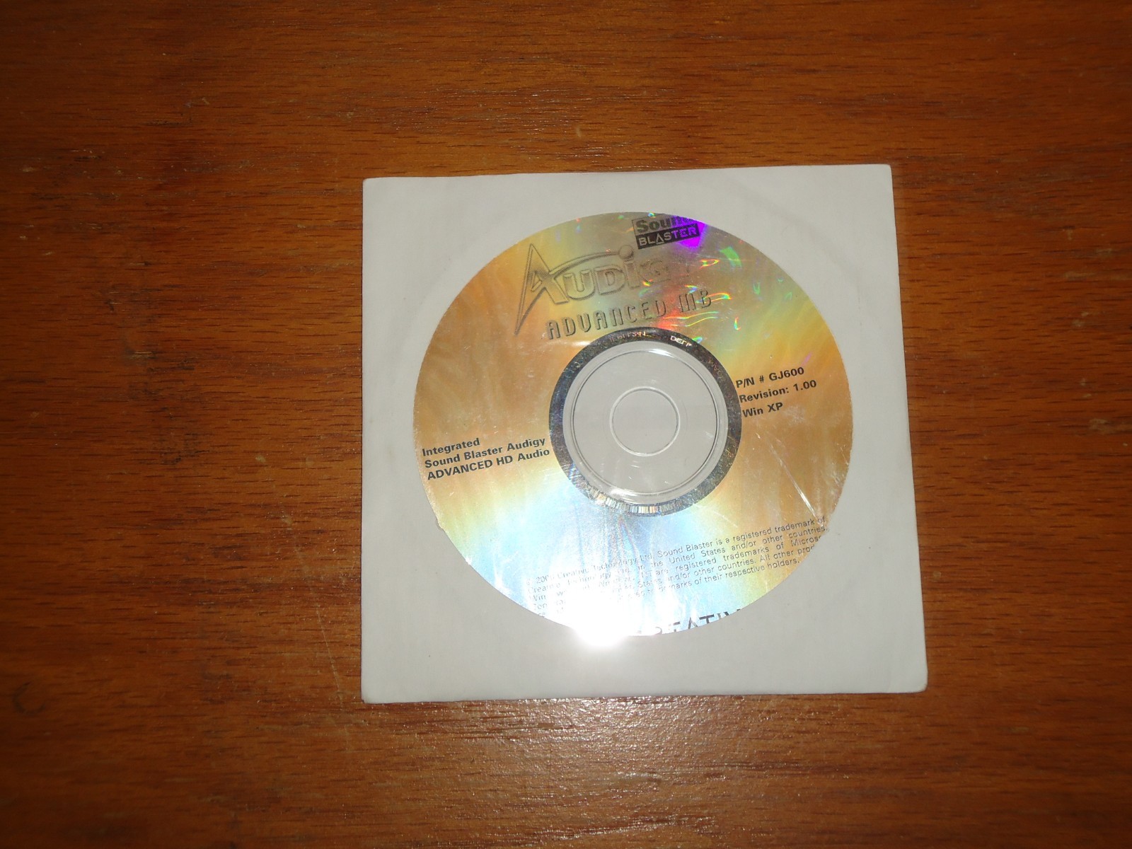 Audigy Sound Blaster Advanced MB CD  #GJ600 Revision 1.00 XP HD Audio 2000 w/Key