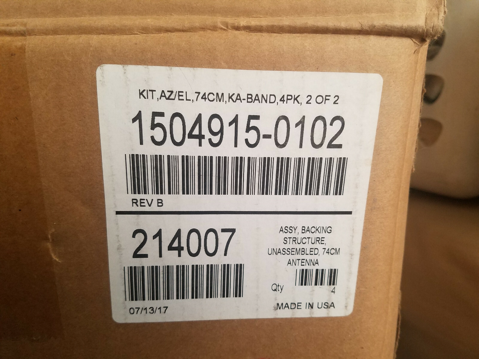 New Skyware Global Antenna Kit AZ/EL 74CM KU/KA Mount Hardware 1503778-0002