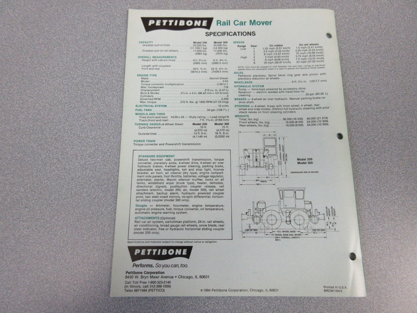 Rare Pettibone Rail Car Movers Sales Brochure