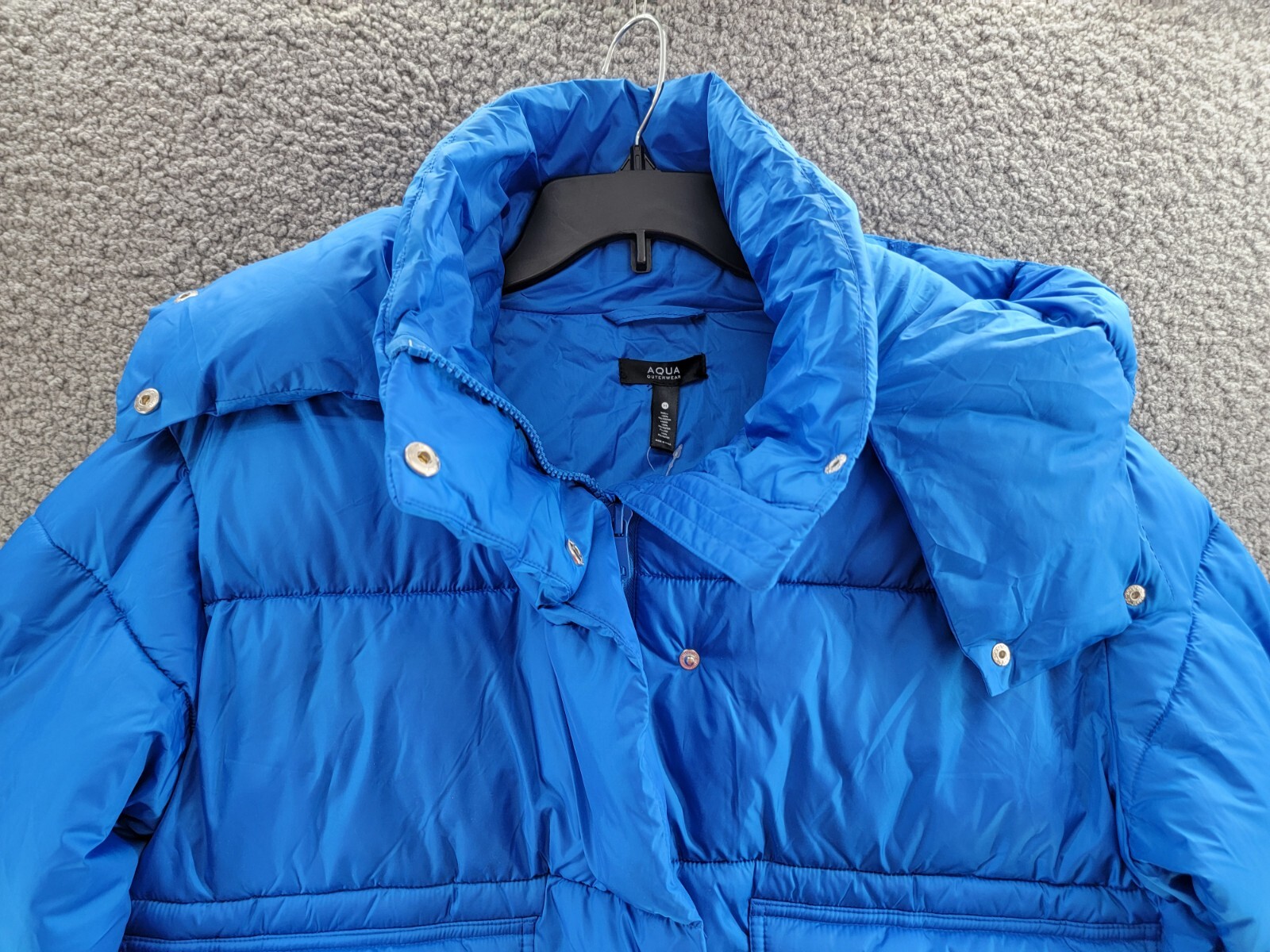 AQUA Cire Wonder Short Puffer Jacket Women's M Ocean Blue Zip/Snap Closure L/S - Picture 3 of 17