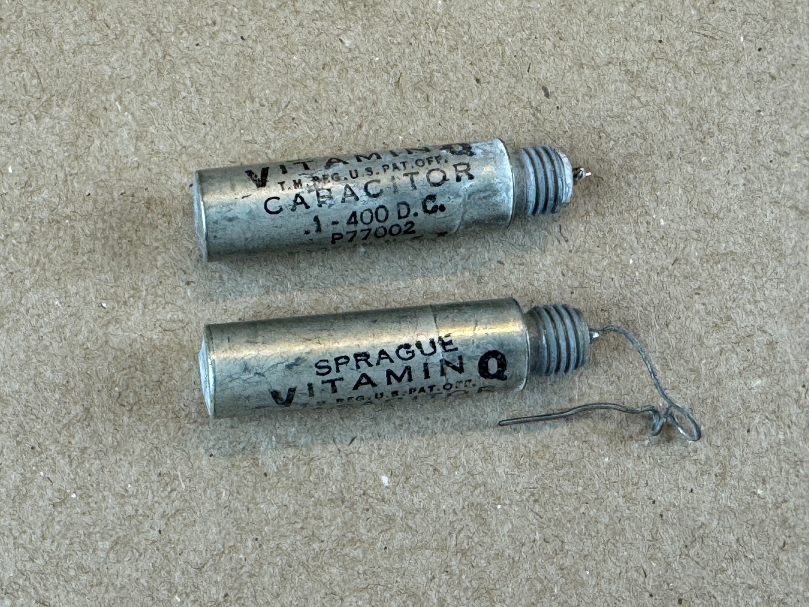 2 NOS Vintage Sprague .1 uf 400v PIO Tone Capacitors Vitamin