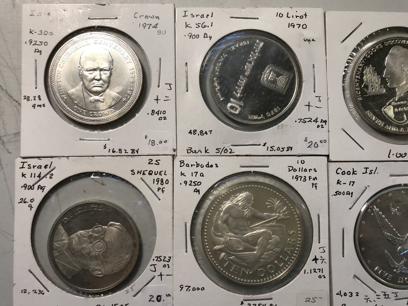 Belize Barbados Israel and more 10 silver world coin lot Excellent high value