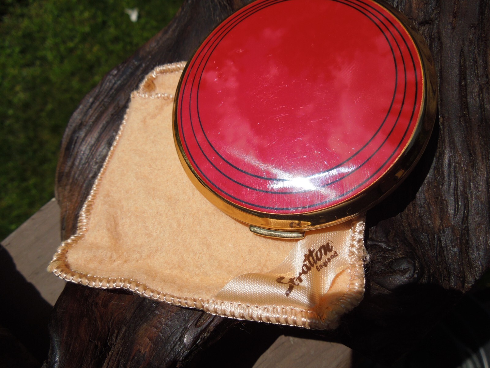 Vintage STRATTON England Red Mid Century Modern Gold Tone