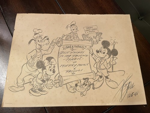 Walt Disney Mickey Mouse And Friends Signed Drawing 12/5