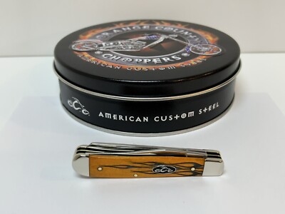 CASE XX ORANGE COUNTY CHOPPER OCC FLAME BONE MINI TRAPPER KNIFE 6207 6900 GG