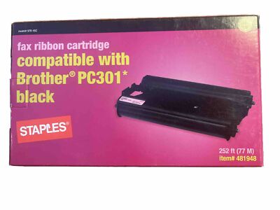 Brother PC301 Fax Ribbon Cartridge Black Toner SFB-45C Staples #481948 New Z466