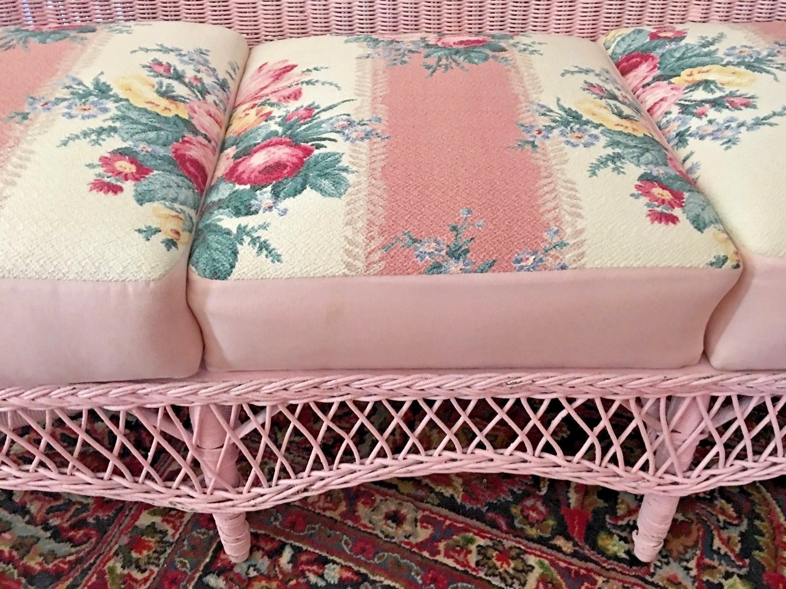 Antique Vintage Shabby Chic Wicker Sofa