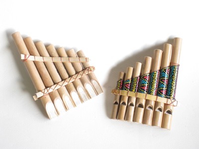 aboriginal dot painted natural harmonica panpipes w