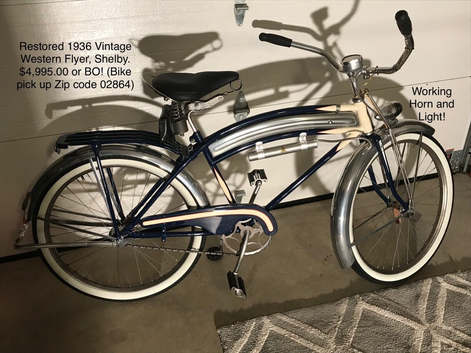 Vintage 1936 Western Flyer Shelby bicycle- Rare Model -Restored-REDUCED!! (4500 USD)