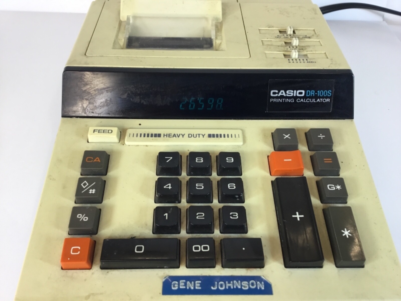 Casio DR-100S Heavy Duty Adding Machine Printing Calculator Tested And Working