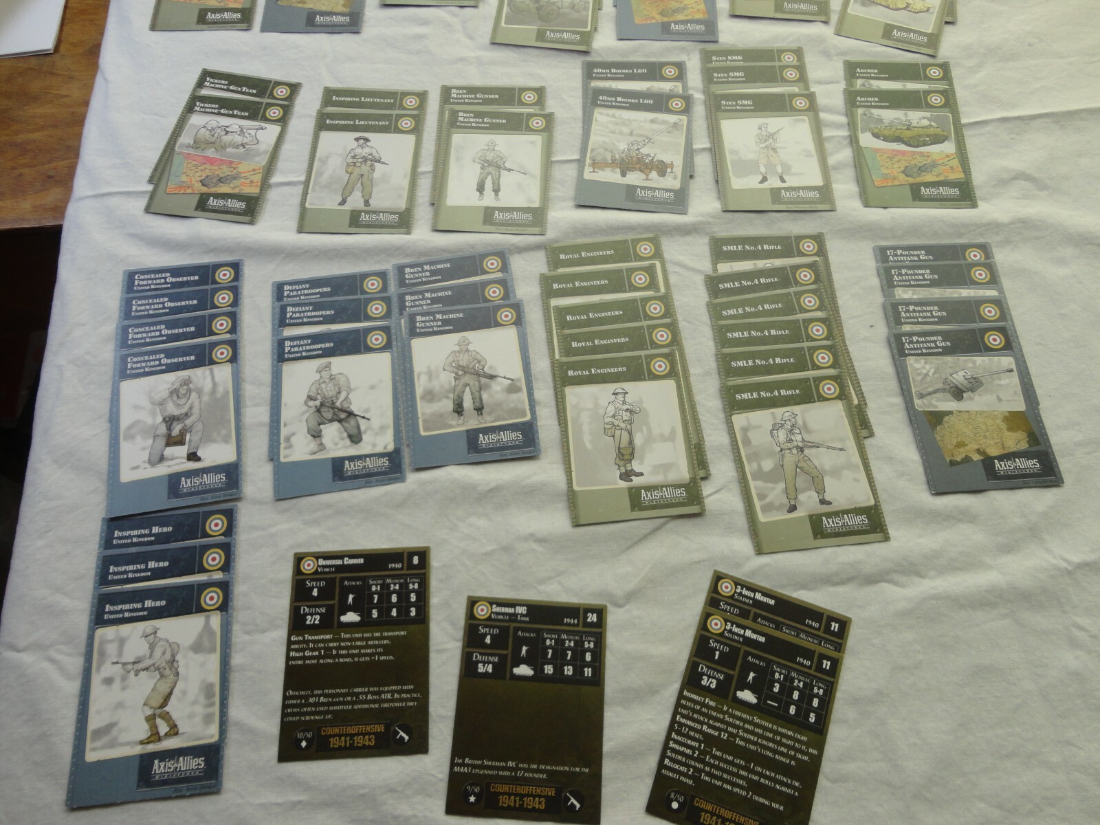 Axis & Allies Land United Kingdom cards no ships -  lot