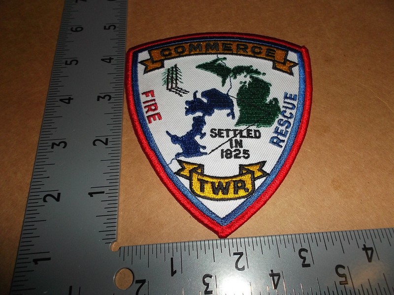 Commerce Township Fire & Rescue Red Border Fire EMS Patch~Michigan~MI~Brand